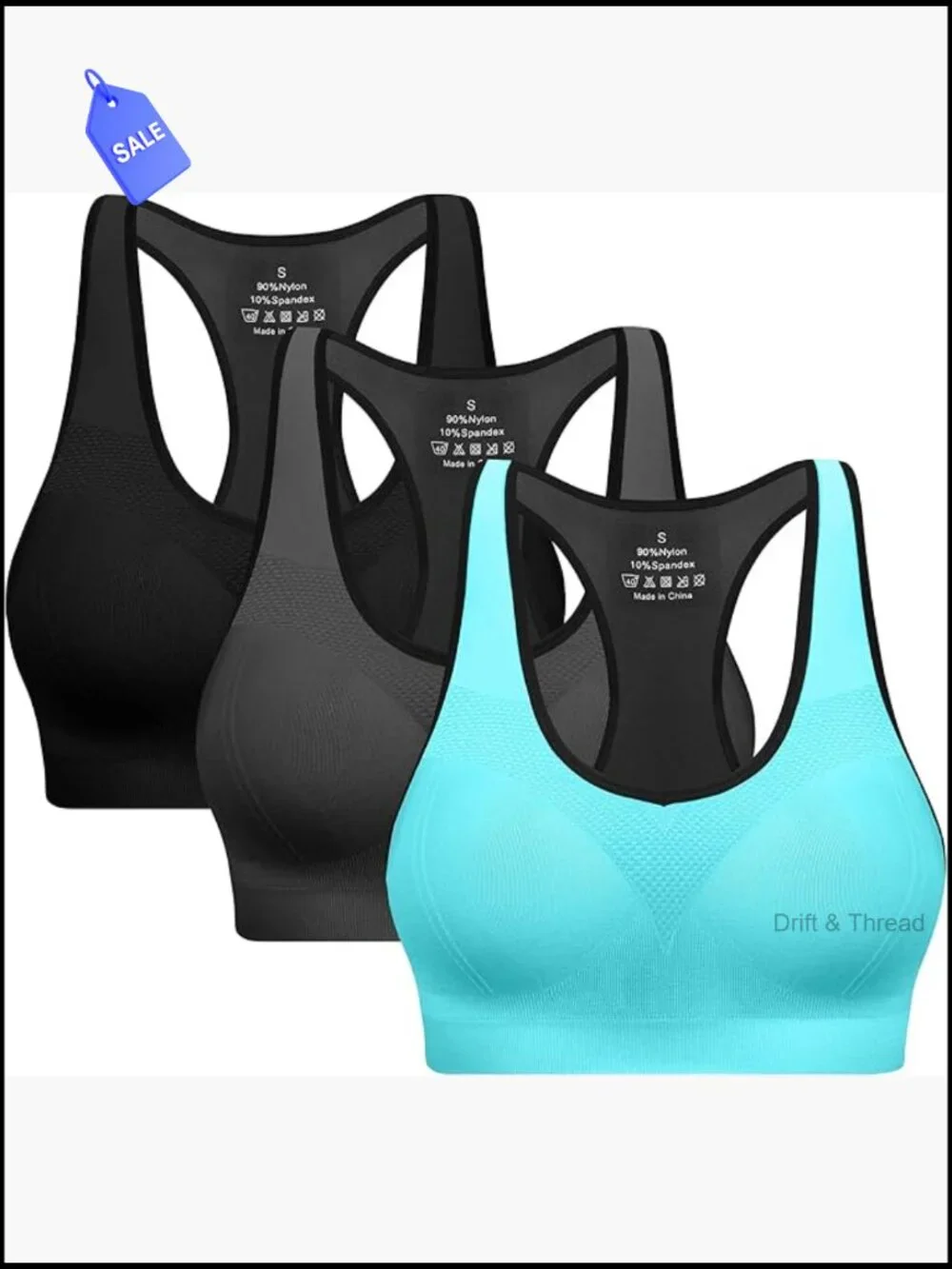 High Impact Racerback Sports Bras Pack Removable Pads Yoga Running